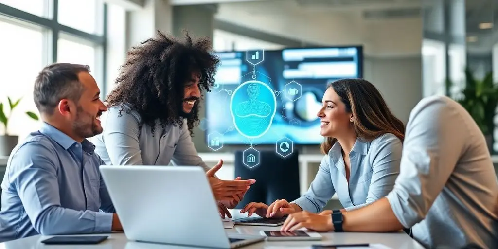 Vertriebsteam bei der Nutzung von KI-Technologie.